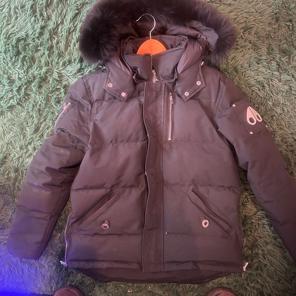 Moose Knuckles Black Performance Jacket with Fur Hood